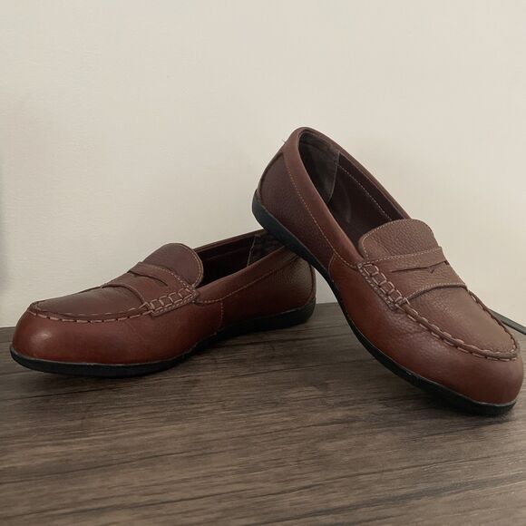 Rockport Works Top Shore Brown Leather Safety Steel Toe Loafer Women's Size 9M - Picture 6 of 8